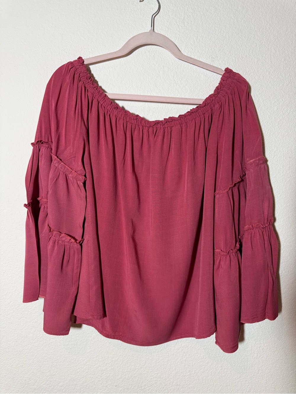 Women’s Off-Shoulder Boho Blouse in Dusty Rose